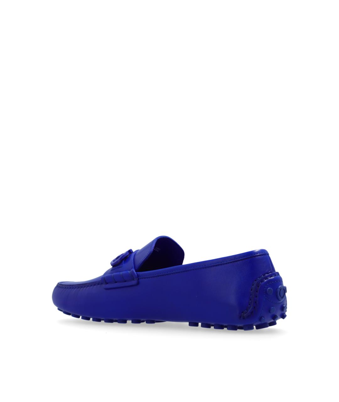 FERRAGAMO Синие кожаные мокасины, фото 3