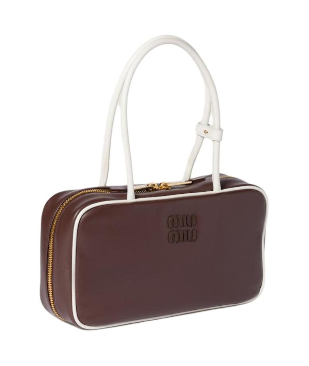 MIU MIU Бордовая кожаная сумка с короткими ручками, фото 2