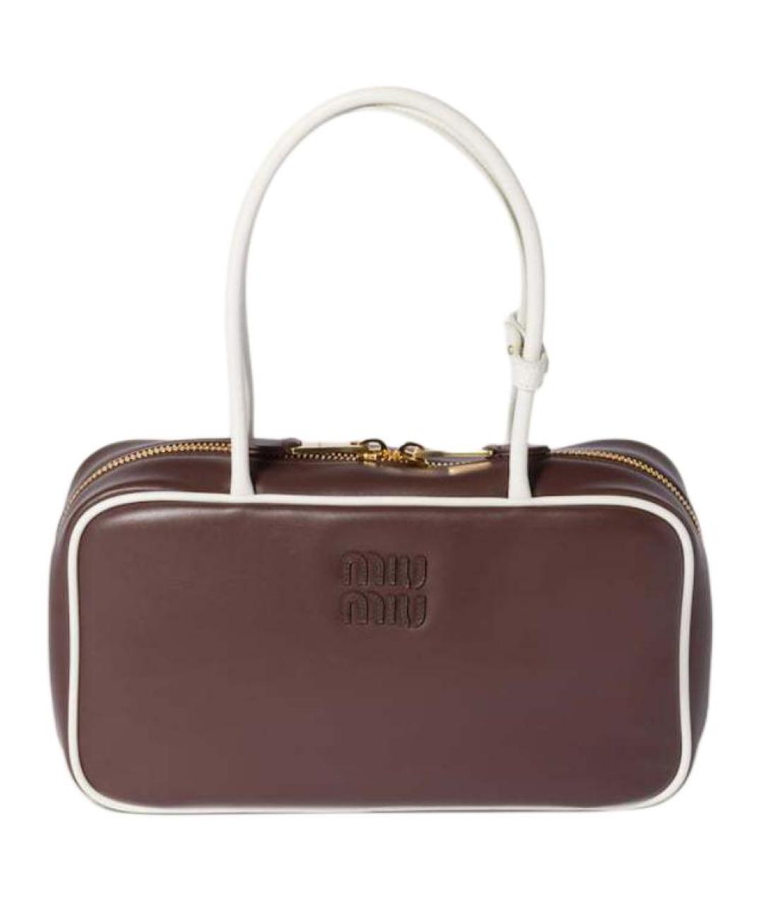 MIU MIU Бордовая кожаная сумка с короткими ручками, фото 1