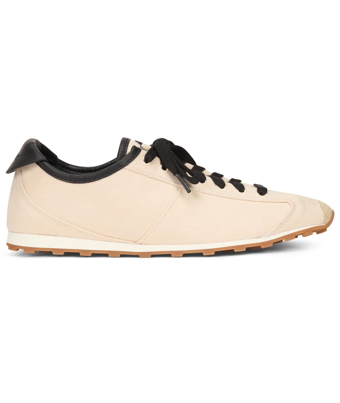 JACQUEMUS Бежевые текстильные низкие кроссовки / кеды, фото 2