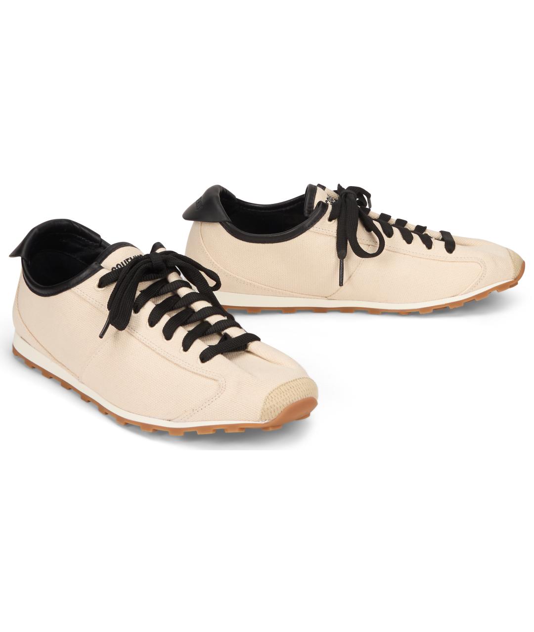 JACQUEMUS Бежевые текстильные низкие кроссовки / кеды, фото 3