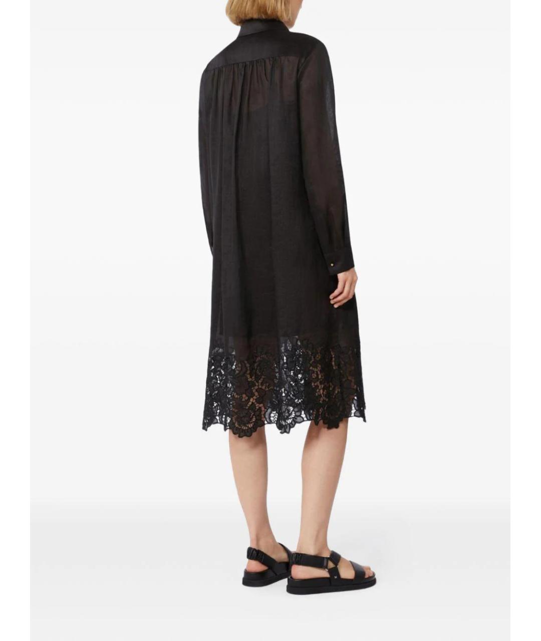 MAX MARA STUDIO Черное льняное повседневное платье, фото 3