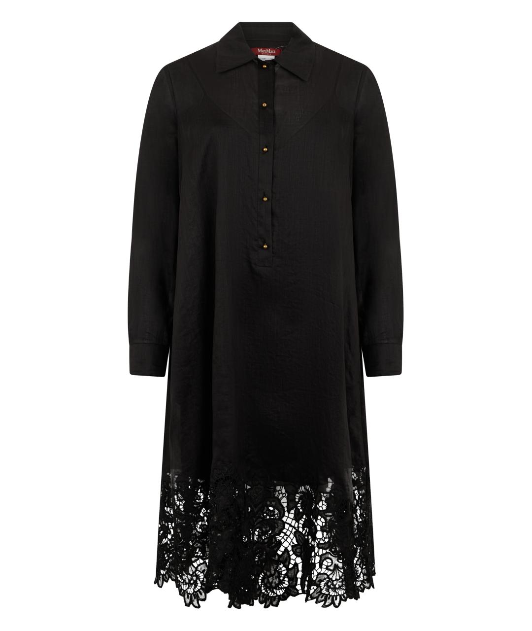 MAX MARA STUDIO Черное льняное повседневное платье, фото 1
