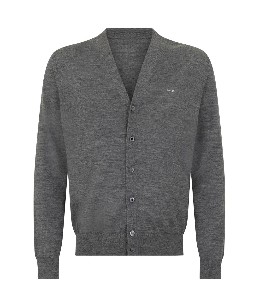 PRADA Серый шерстяной кардиган, фото 1
