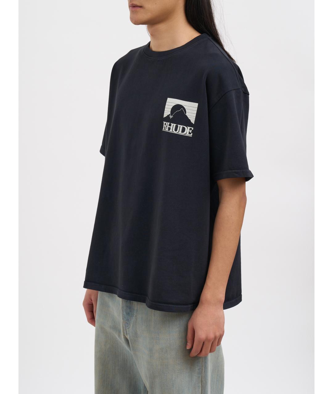 RHUDE Черная хлопковая футболка, фото 3