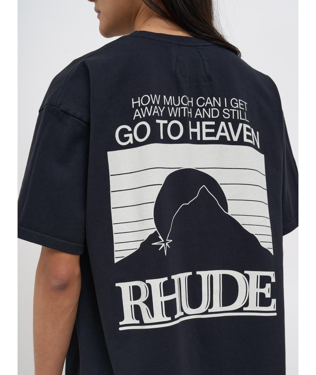 RHUDE Черная хлопковая футболка, фото 4