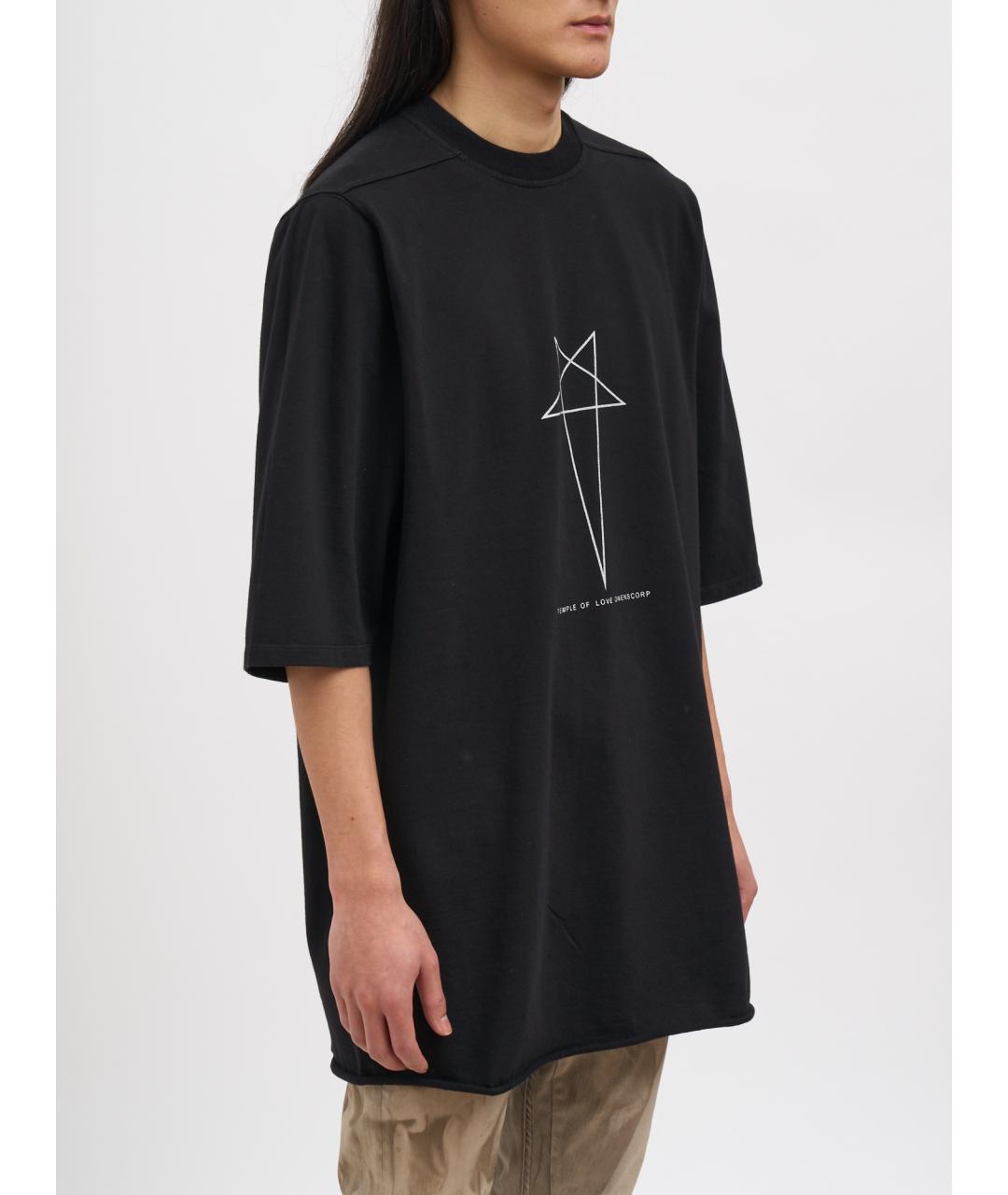 RICK OWENS DRKSHDW Черная хлопковая футболка, фото 2