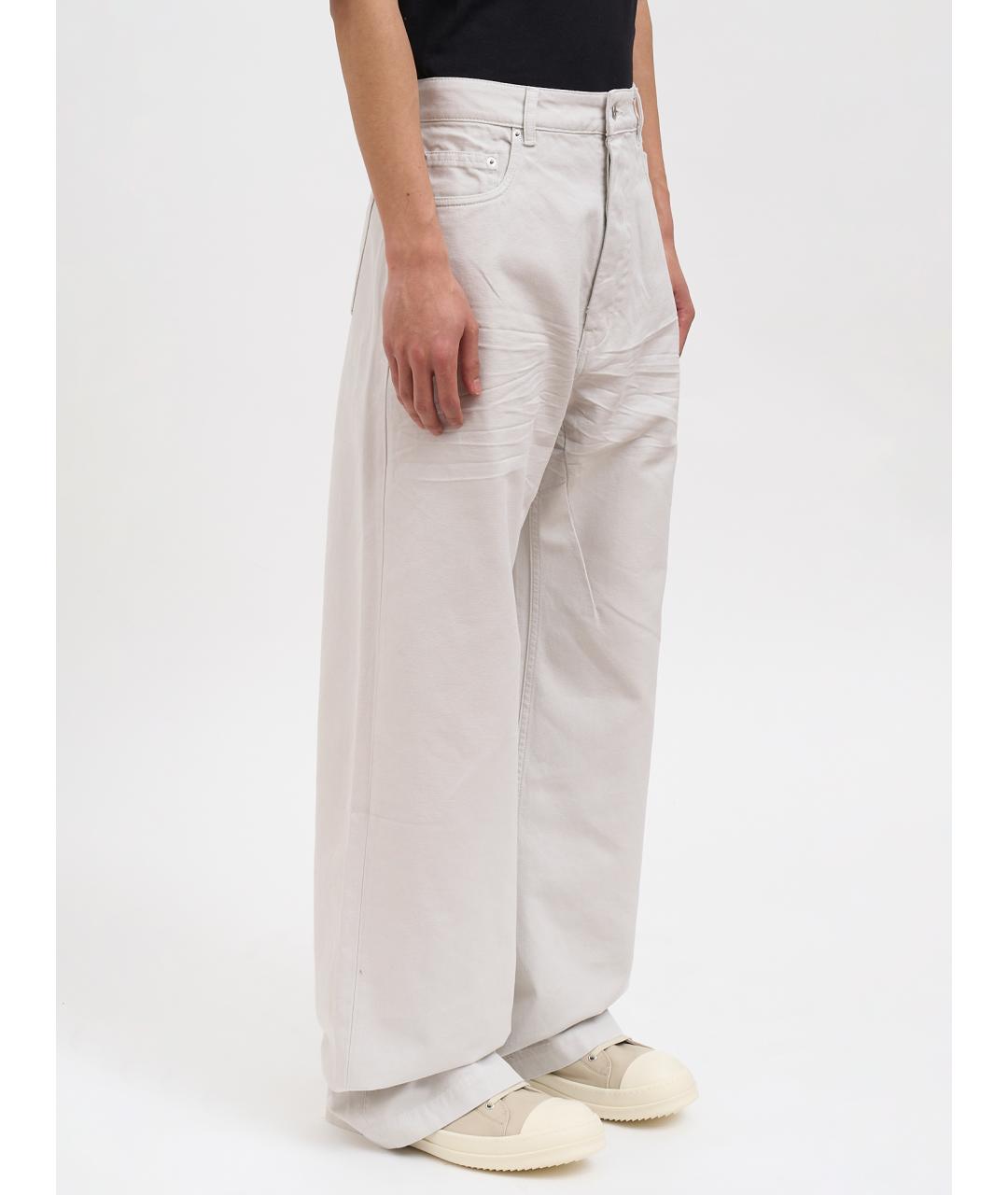 RICK OWENS DRKSHDW Белые хлопковые повседневные брюки, фото 3