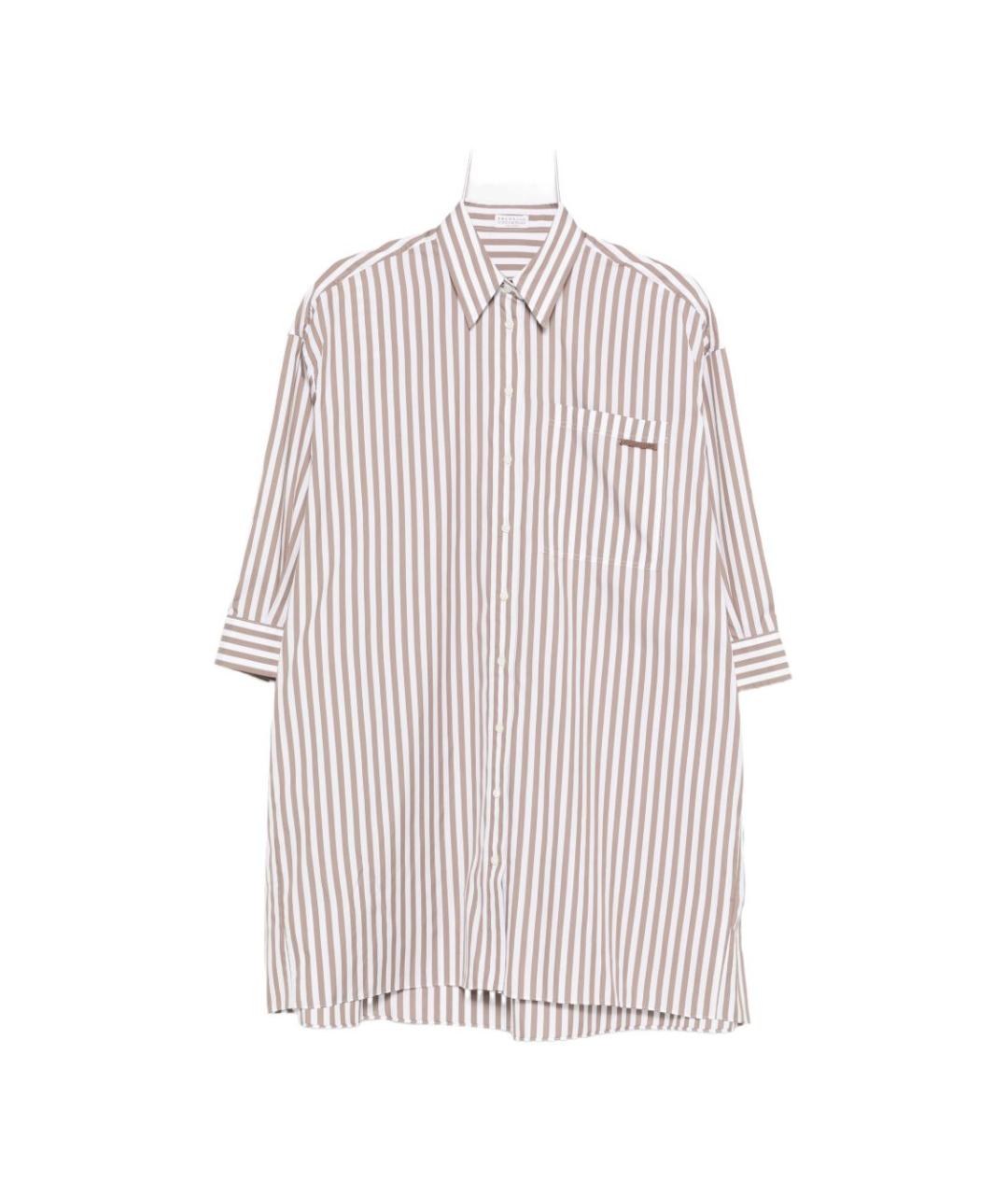 BRUNELLO CUCINELLI Коричневая хлопковая рубашка, фото 6