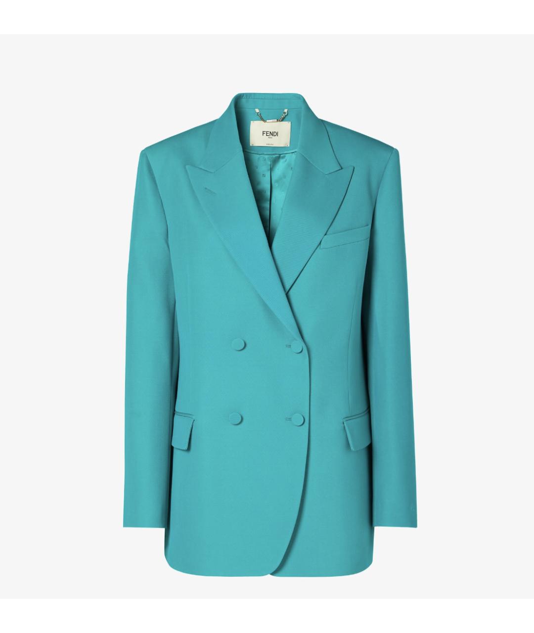 FENDI Бирюзовый шерстяной жакет/пиджак, фото 5