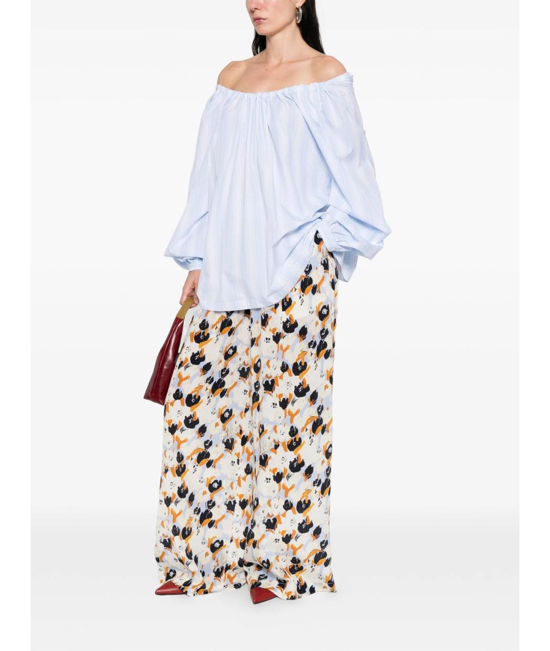 MARNI Мульти шелковые прямые брюки, фото 5