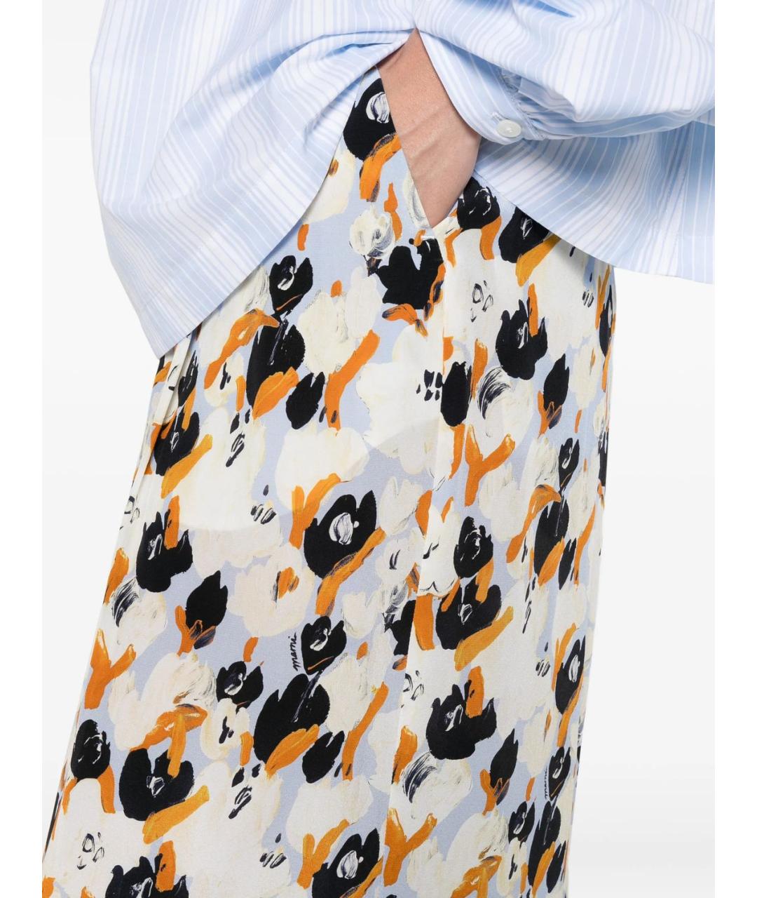 MARNI Мульти шелковые прямые брюки, фото 2