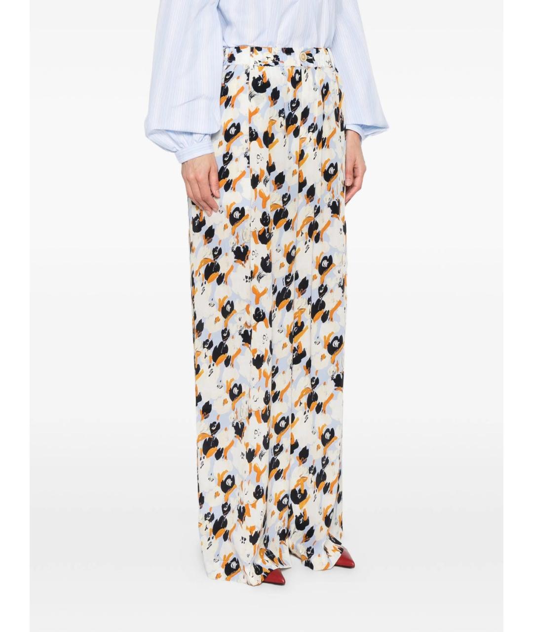 MARNI Мульти шелковые прямые брюки, фото 4