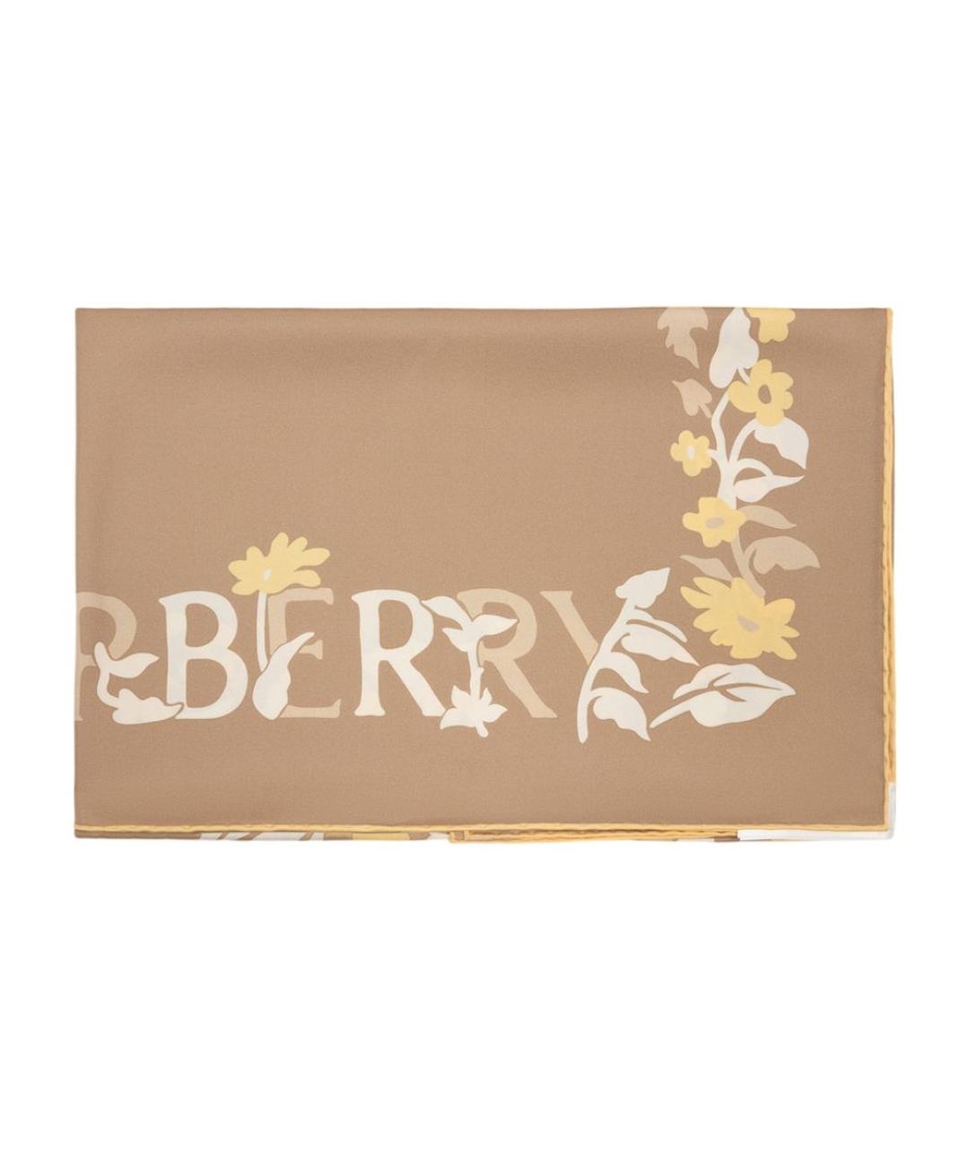 BURBERRY Бежевый шелковый платок, фото 2