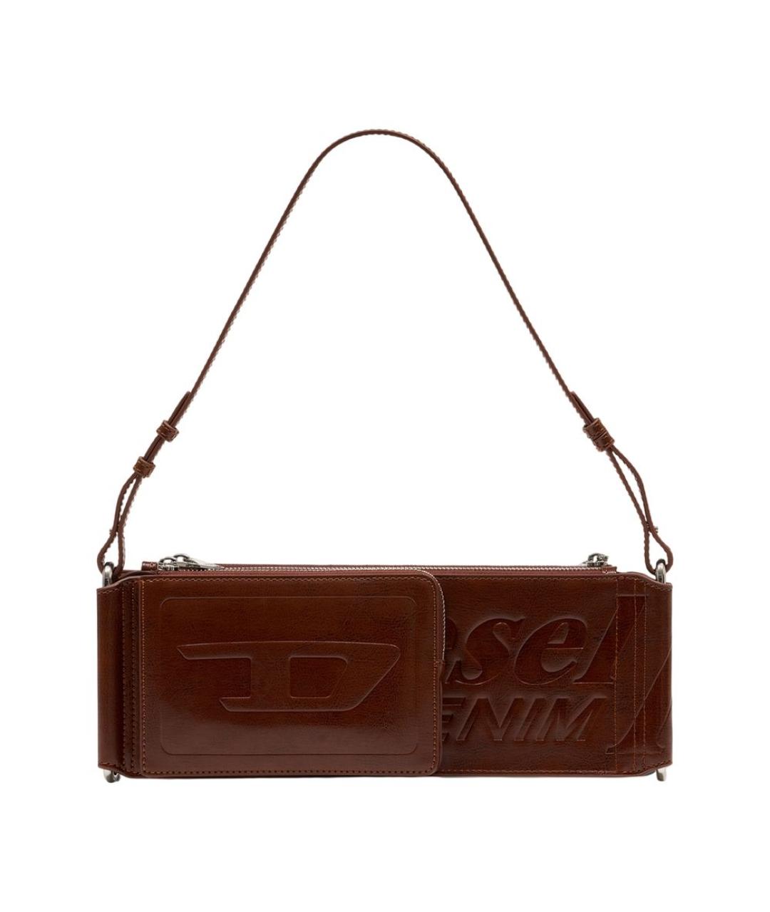 DIESEL Коричневая синтетическая сумка на плечо, фото 1