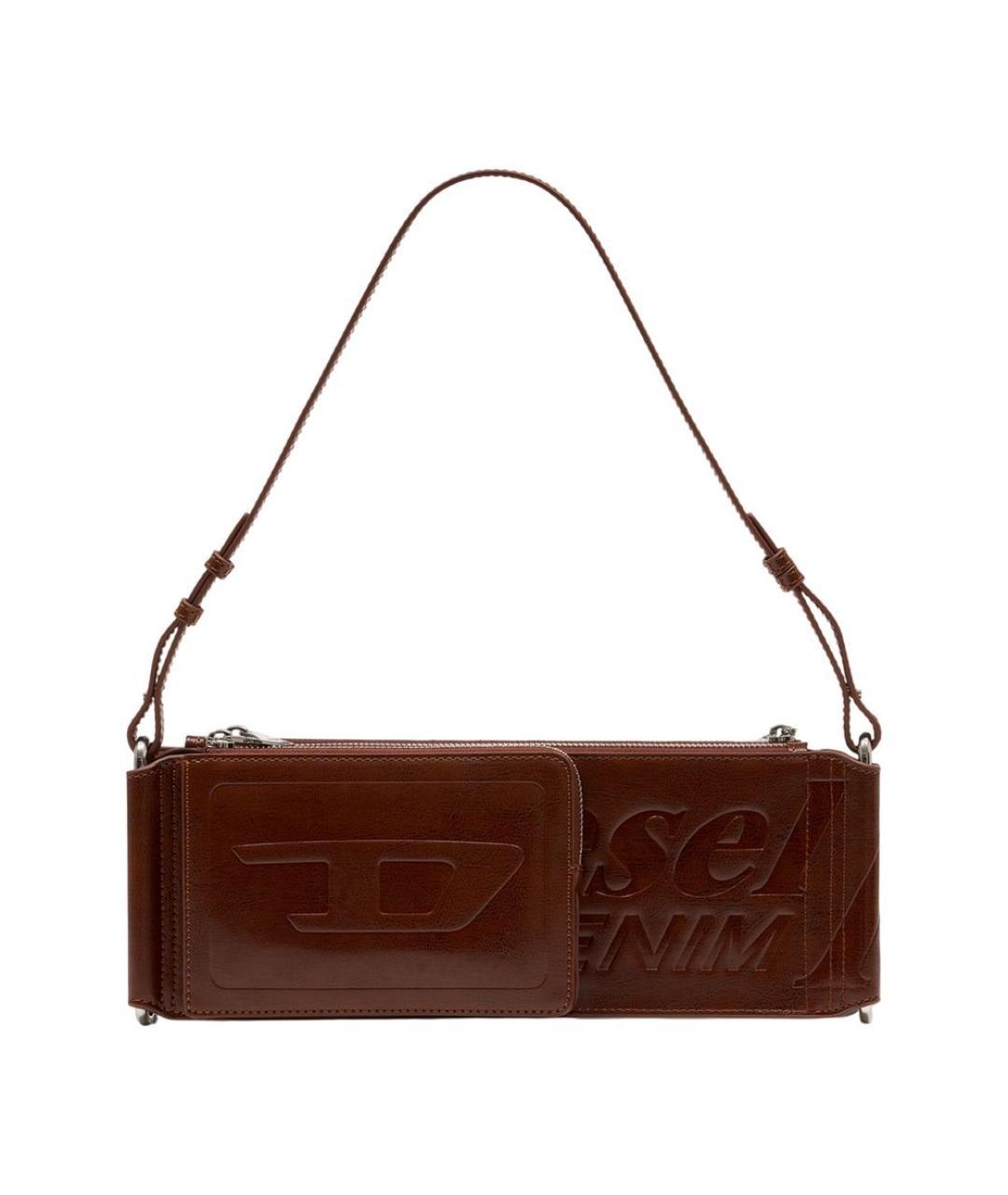 DIESEL Коричневая синтетическая сумка на плечо, фото 3