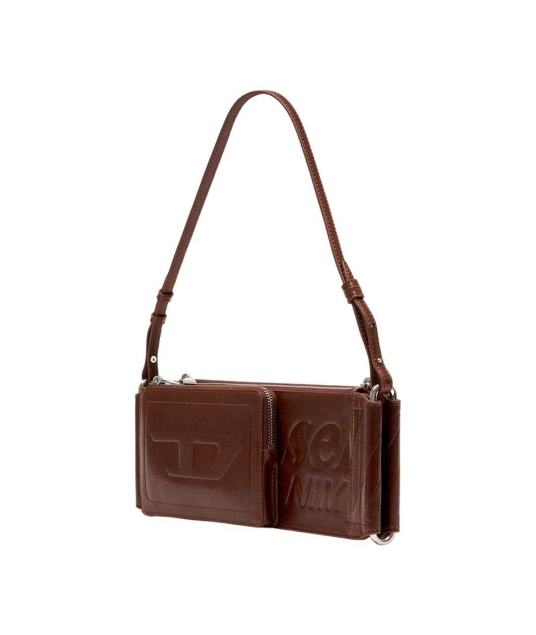 DIESEL Коричневая синтетическая сумка на плечо, фото 2