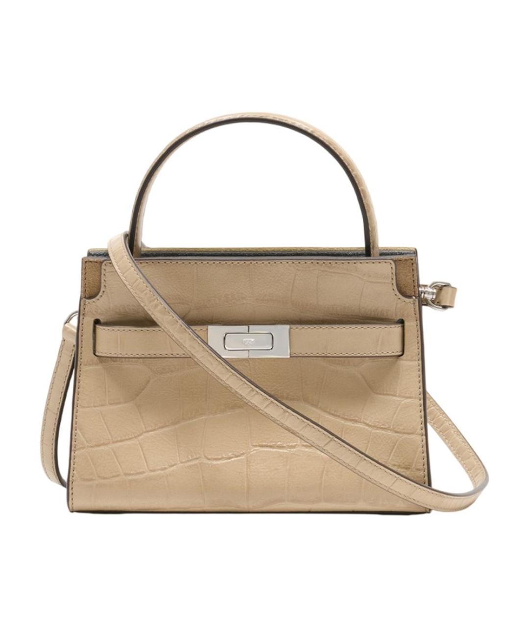 TORY BURCH Бежевая кожаная сумка с короткими ручками, фото 1