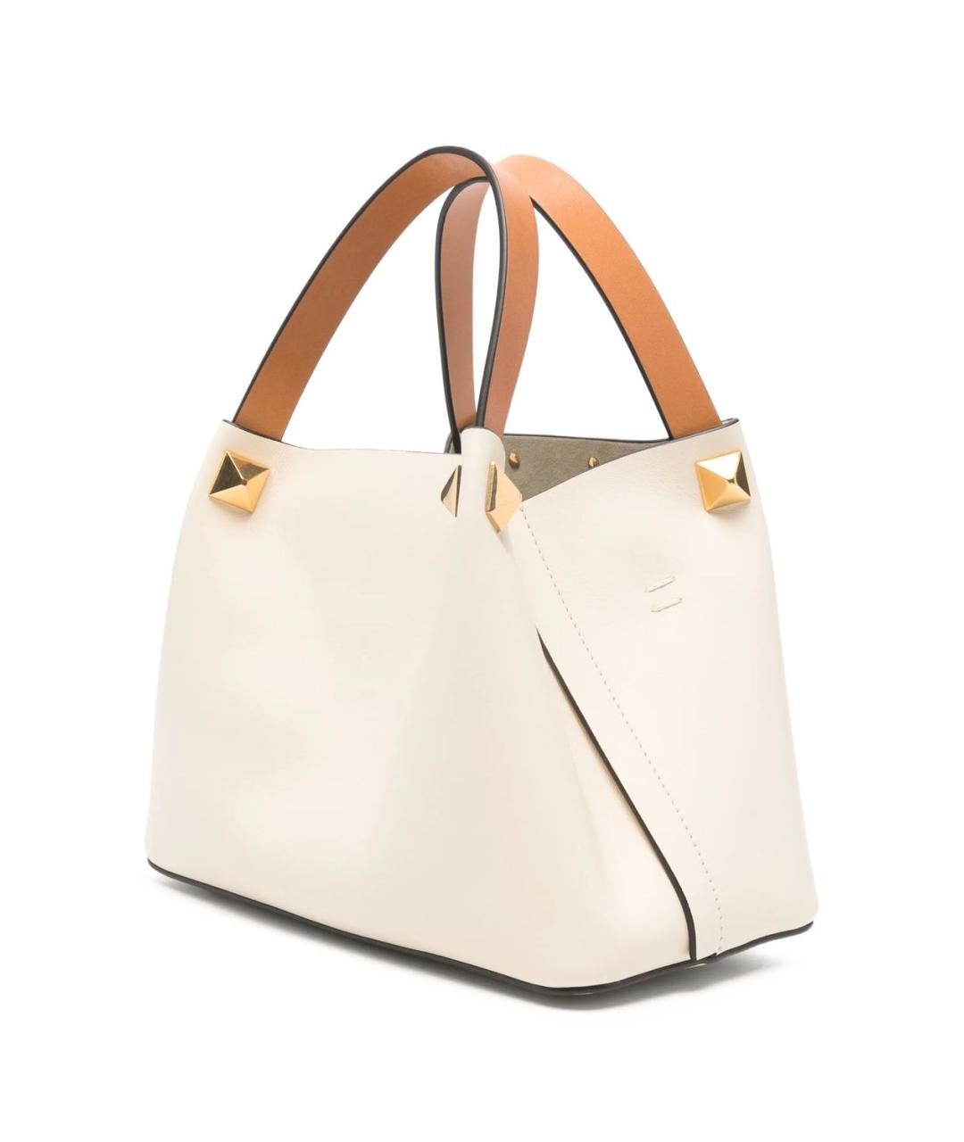 VALENTINO Бежевая кожаная сумка тоут, фото 4