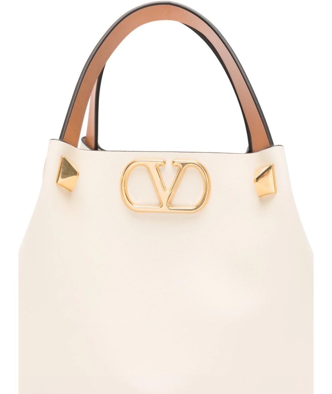 VALENTINO Бежевая кожаная сумка тоут, фото 5