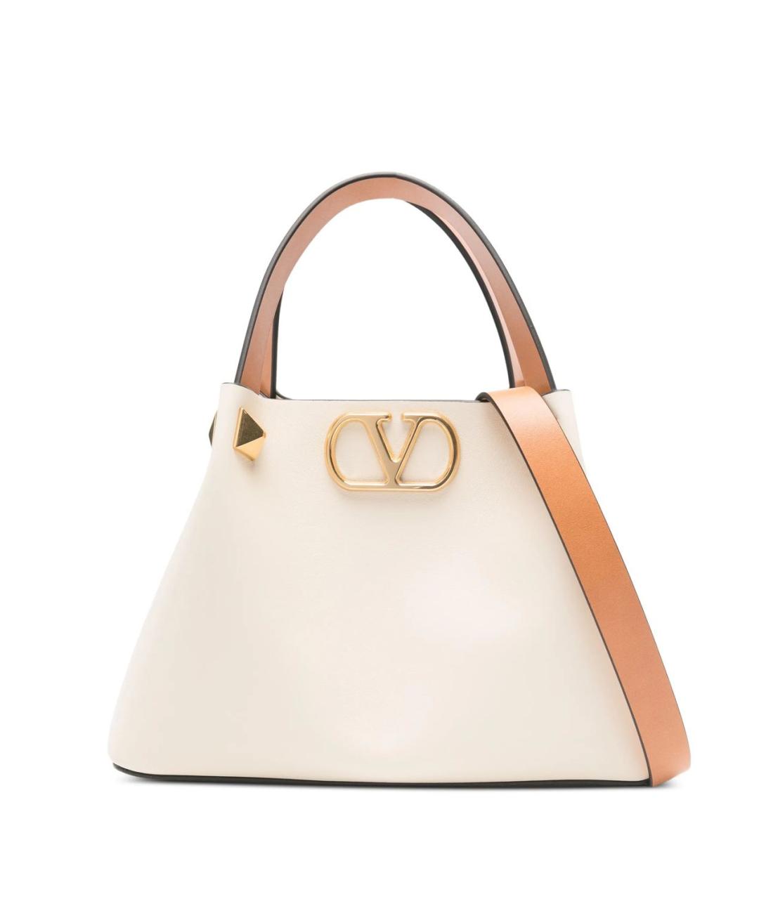 VALENTINO Бежевая кожаная сумка тоут, фото 1