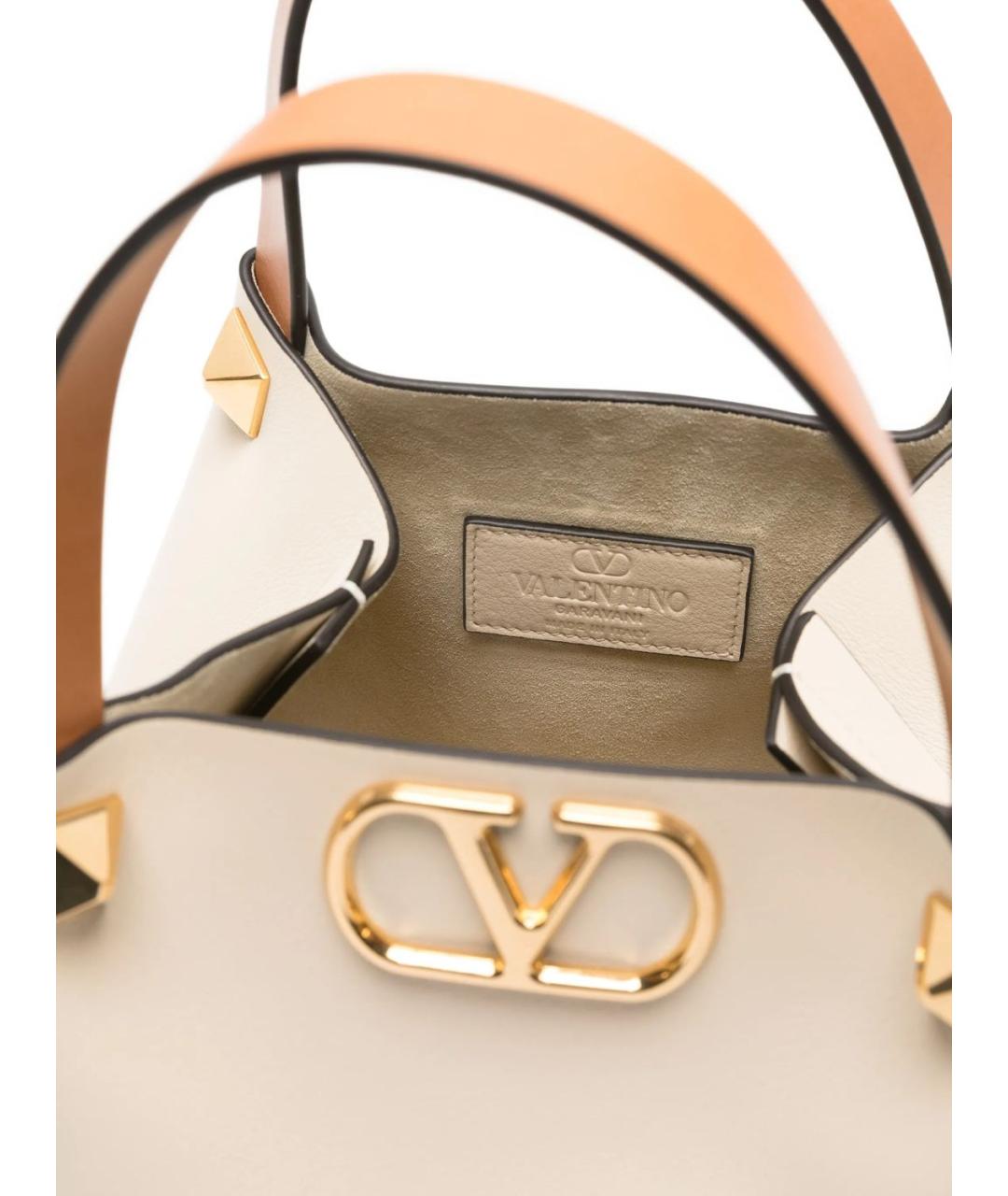 VALENTINO Бежевая кожаная сумка тоут, фото 2