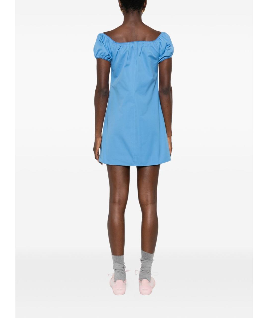 MIU MIU Голубое хлопковое повседневное платье, фото 4