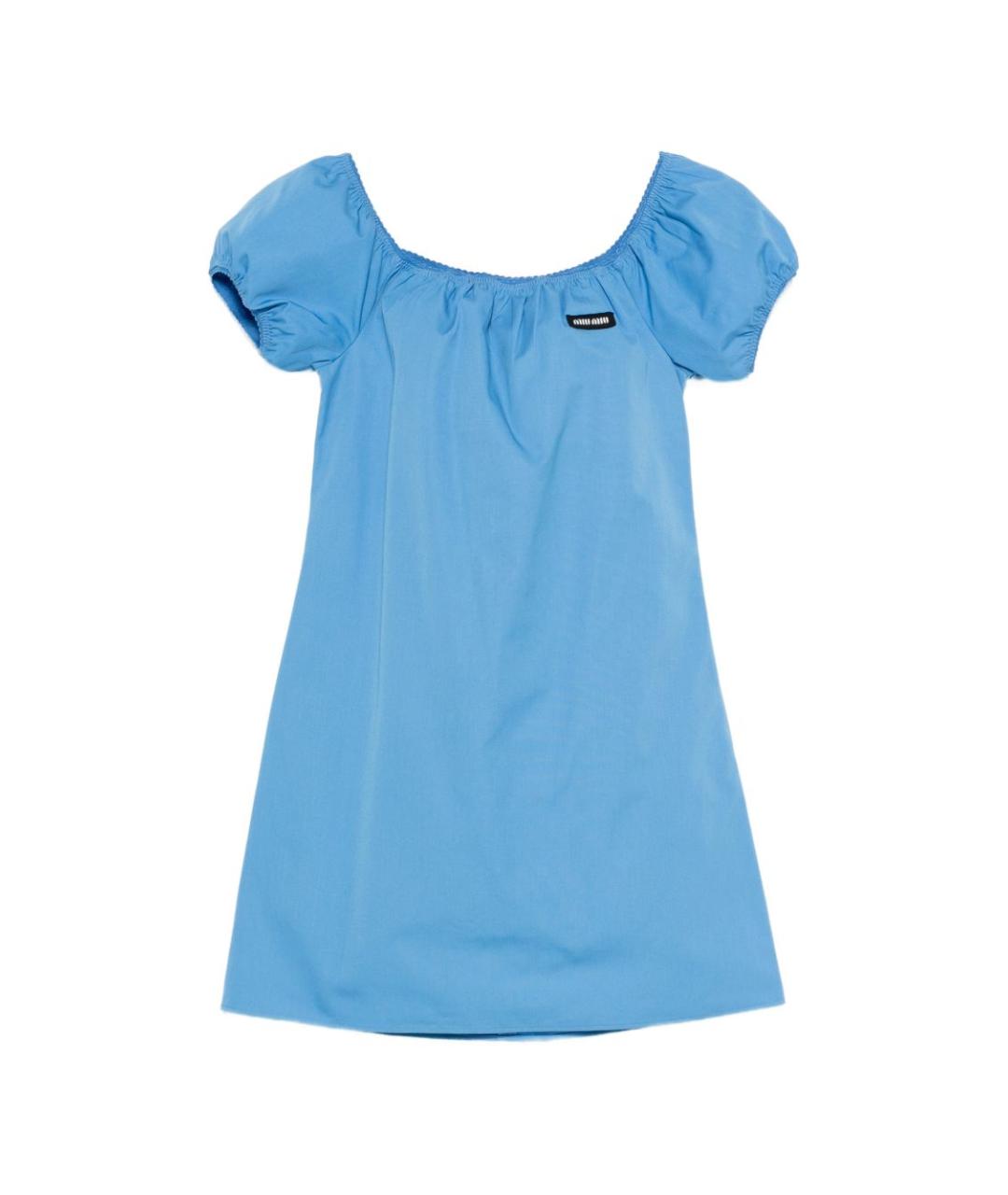 MIU MIU Голубое хлопковое повседневное платье, фото 1