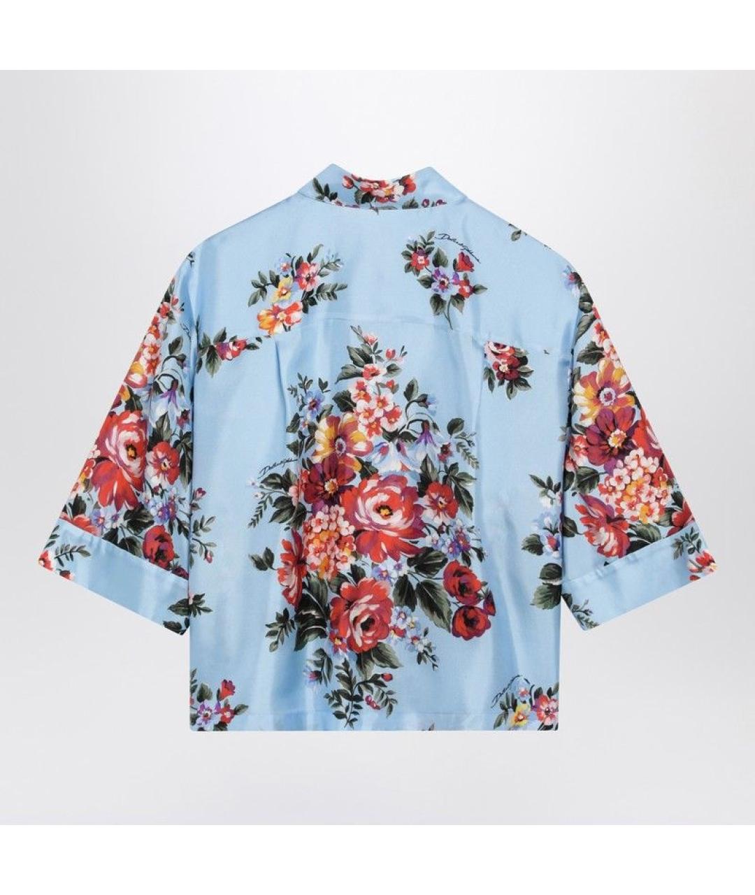 DOLCE&GABBANA Голубая шелковая рубашка, фото 3