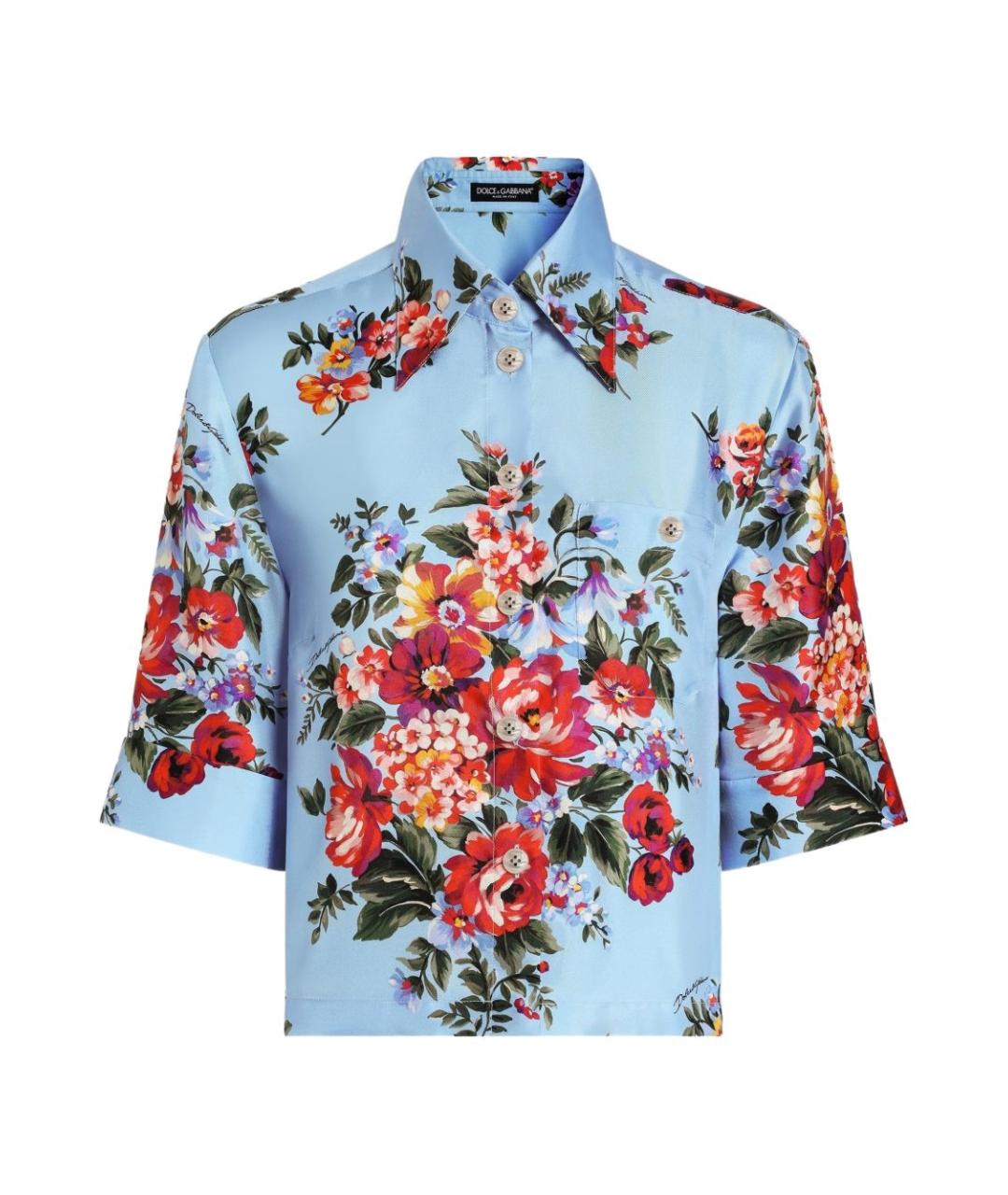 DOLCE&GABBANA Голубая шелковая рубашка, фото 1