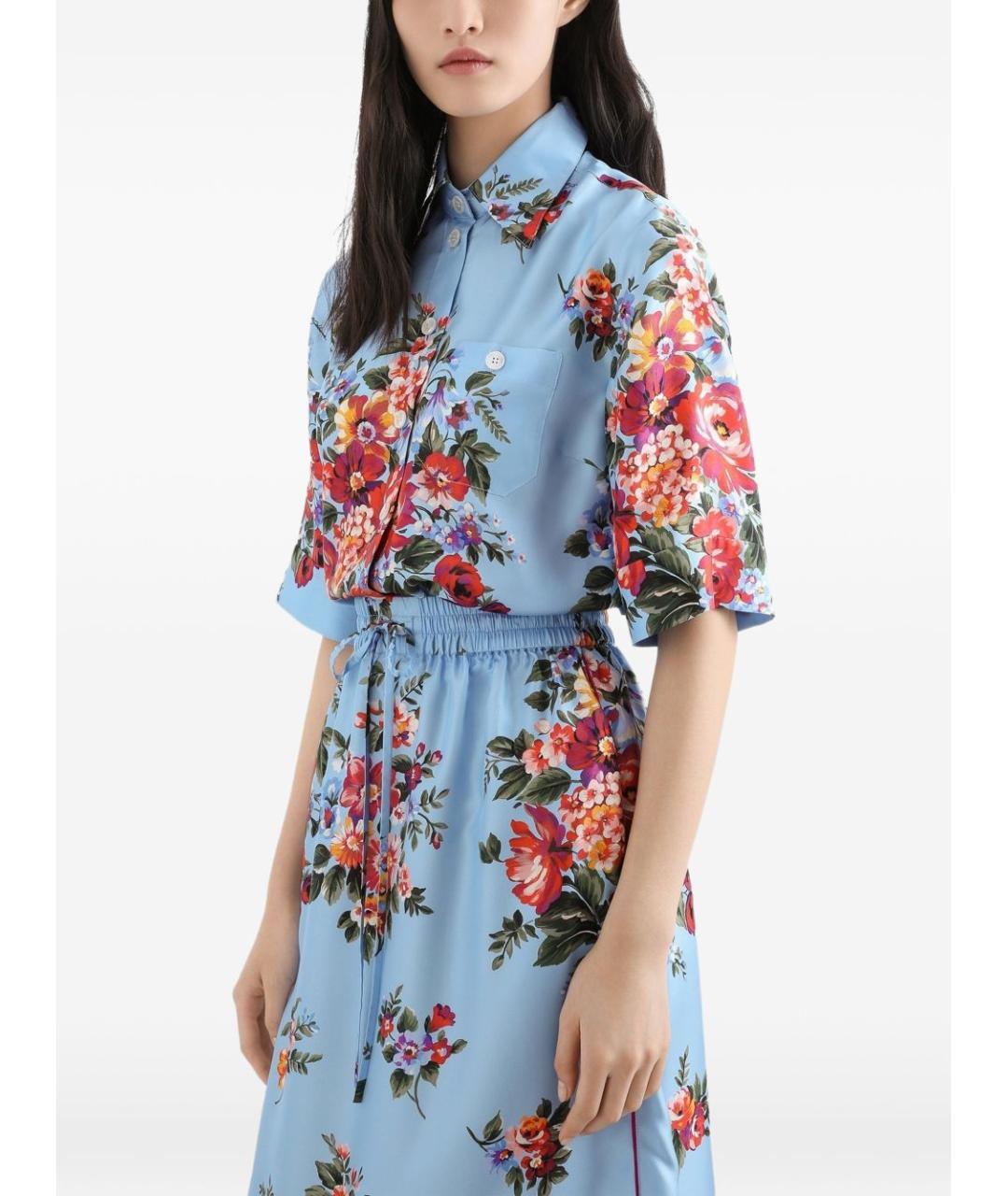 DOLCE&GABBANA Голубая шелковая рубашка, фото 5