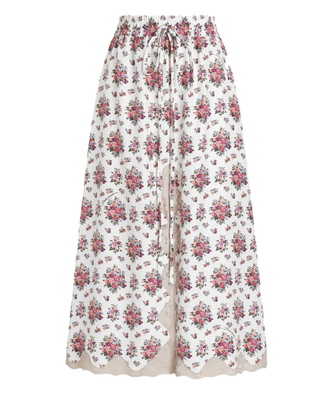 DOLCE&GABBANA Белая шелковая юбка миди, фото 1