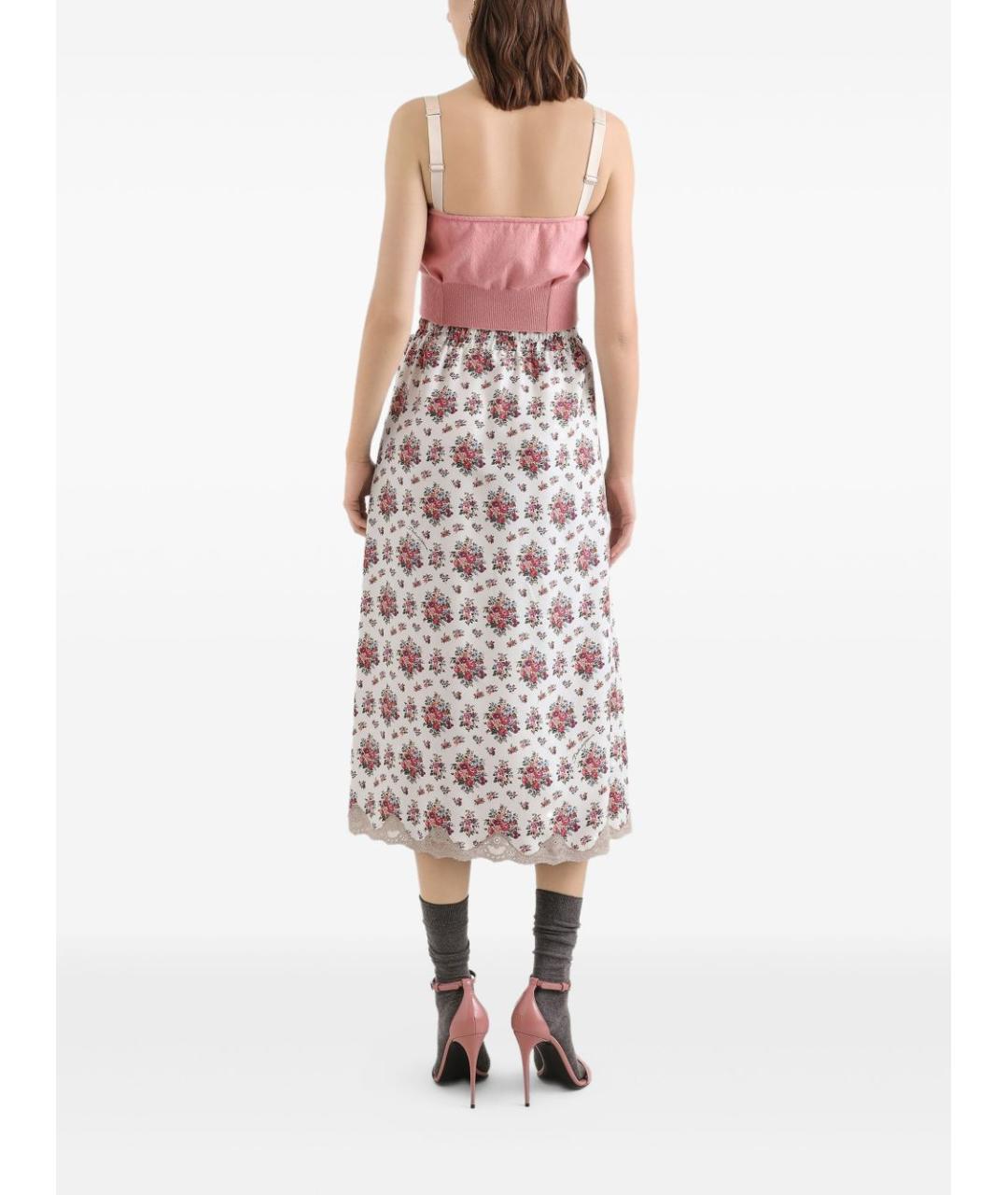 DOLCE&GABBANA Белая шелковая юбка миди, фото 2