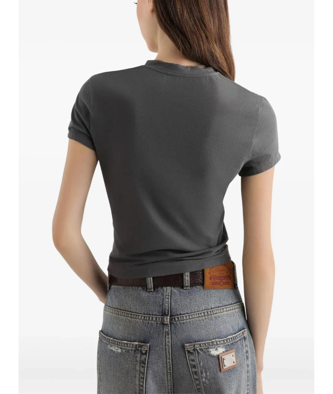 DOLCE&GABBANA Серая хлопковая футболка, фото 4