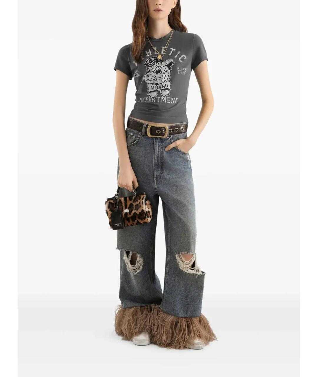 DOLCE&GABBANA Серая хлопковая футболка, фото 2