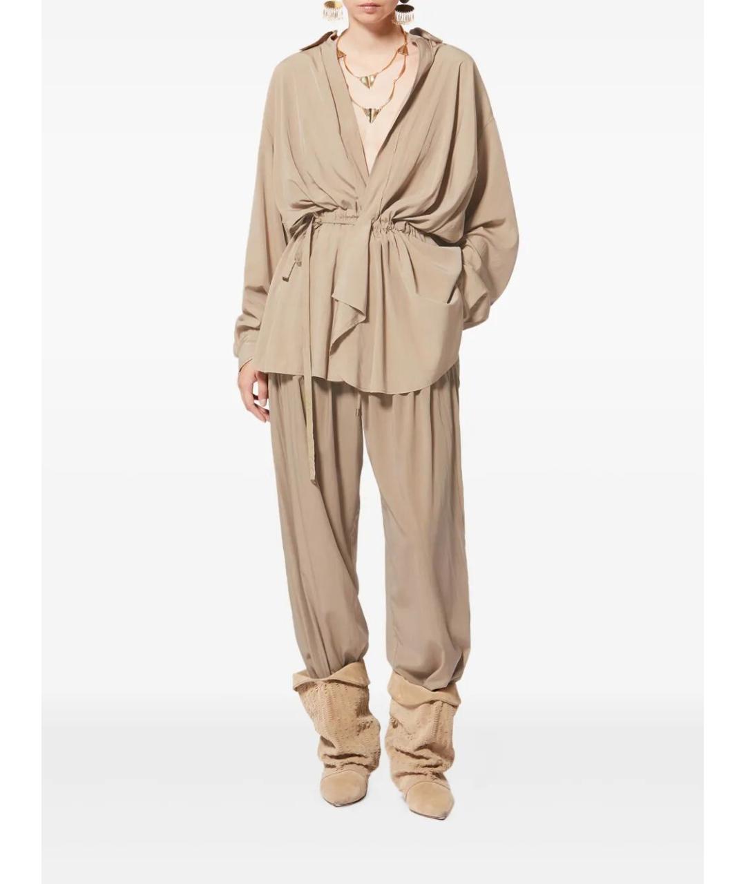 ISABEL MARANT Хаки хлопковые прямые брюки, фото 2