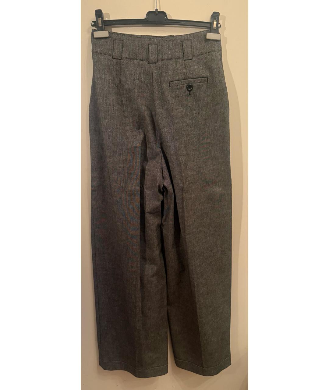 EMPORIO ARMANI Серые вискозные прямые брюки, фото 2