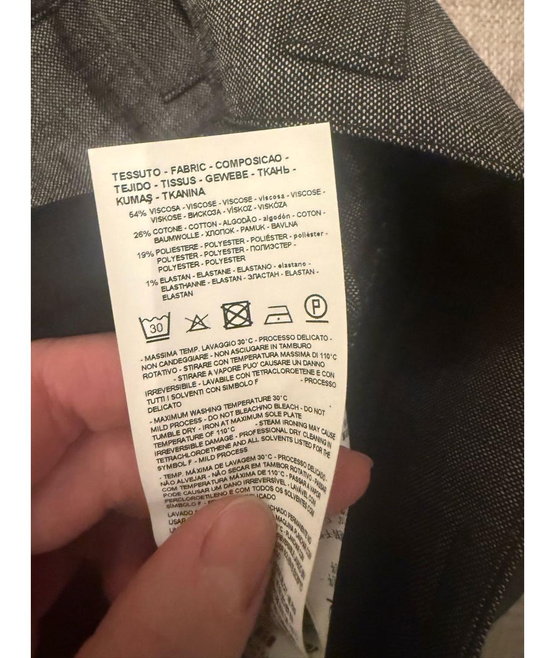 EMPORIO ARMANI Серые вискозные прямые брюки, фото 6