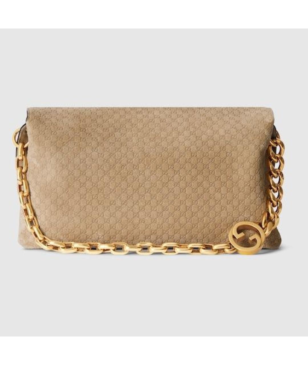 GUCCI Бежевая замшевая сумка через плечо, фото 2