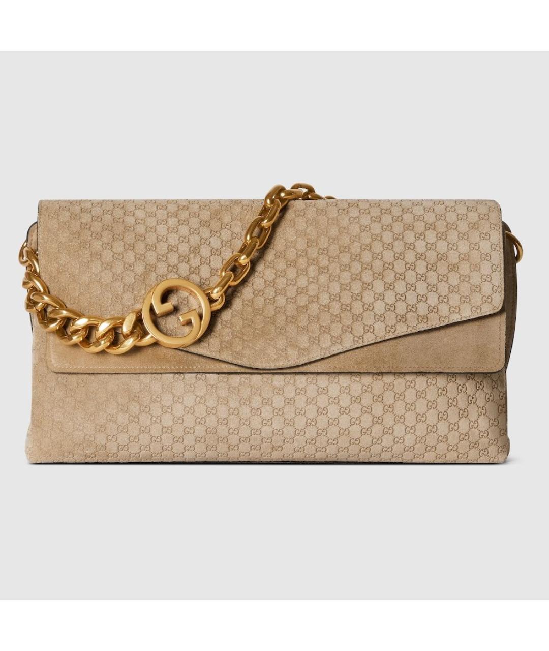 GUCCI Бежевая замшевая сумка через плечо, фото 4