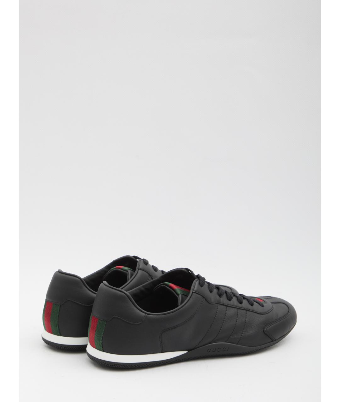 GUCCI Черные кожаные низкие кроссовки / кеды, фото 3