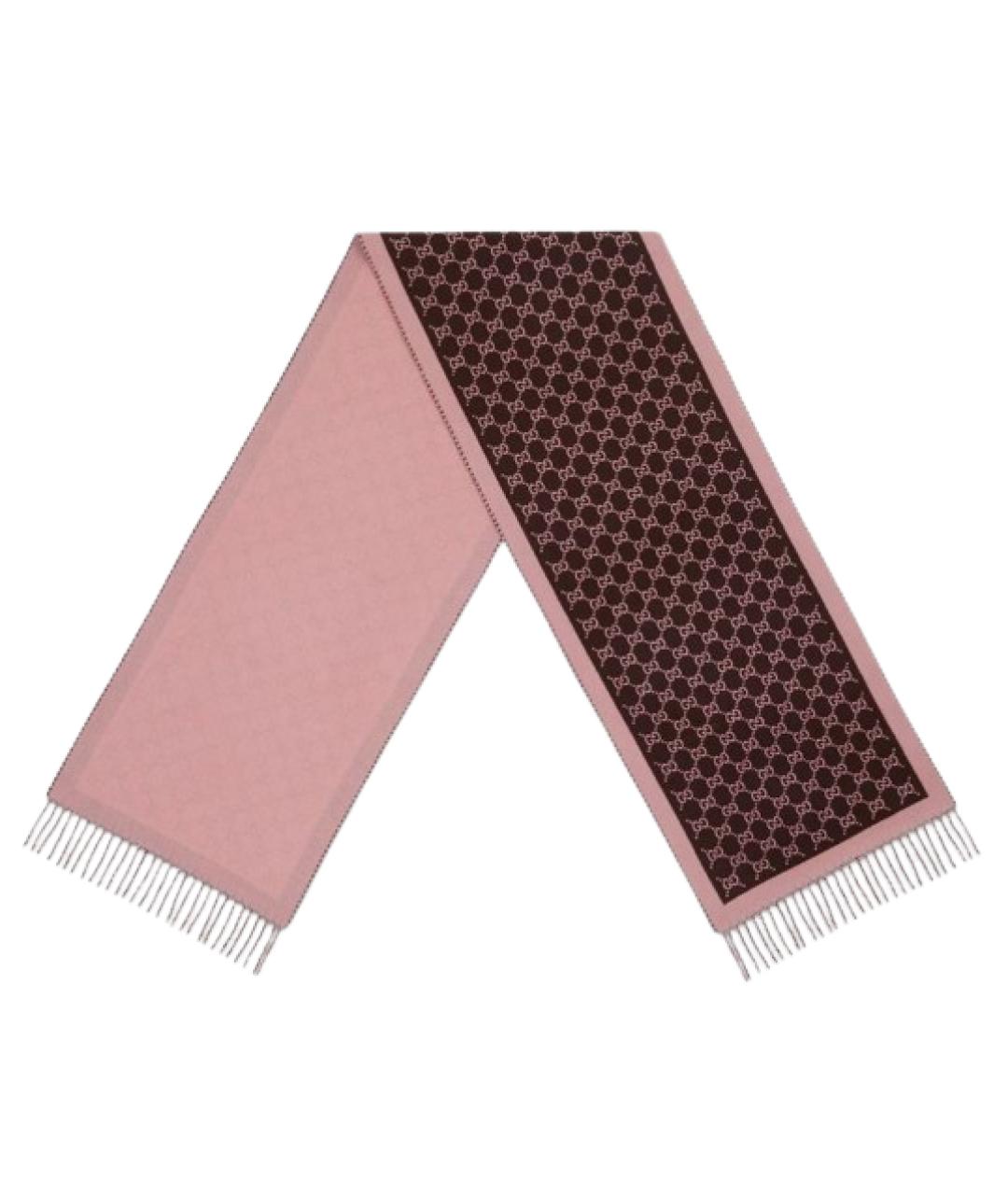 GUCCI Коричневый шерстяной шарф, фото 2