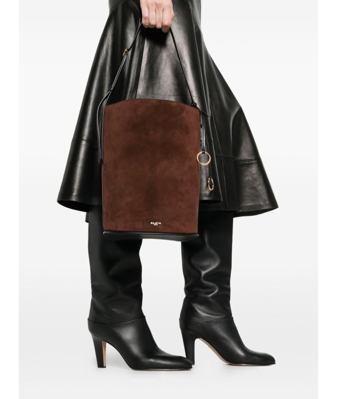 ALAIA Коричневая замшевая сумка тоут, фото 3