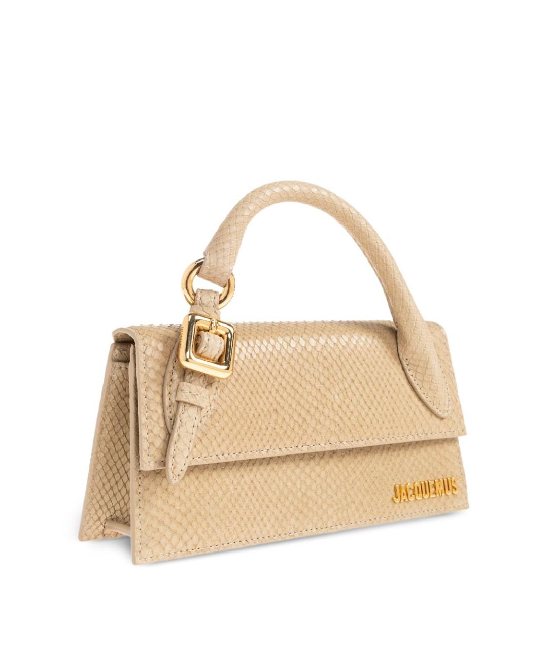 JACQUEMUS Бежевая кожаная сумка с короткими ручками, фото 1