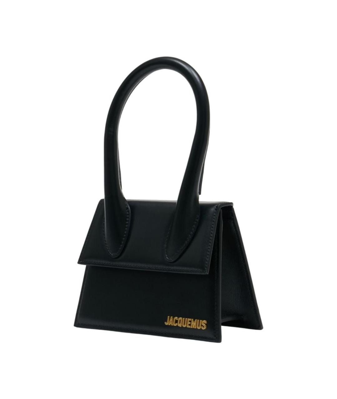 JACQUEMUS Черная кожаная сумка с короткими ручками, фото 2