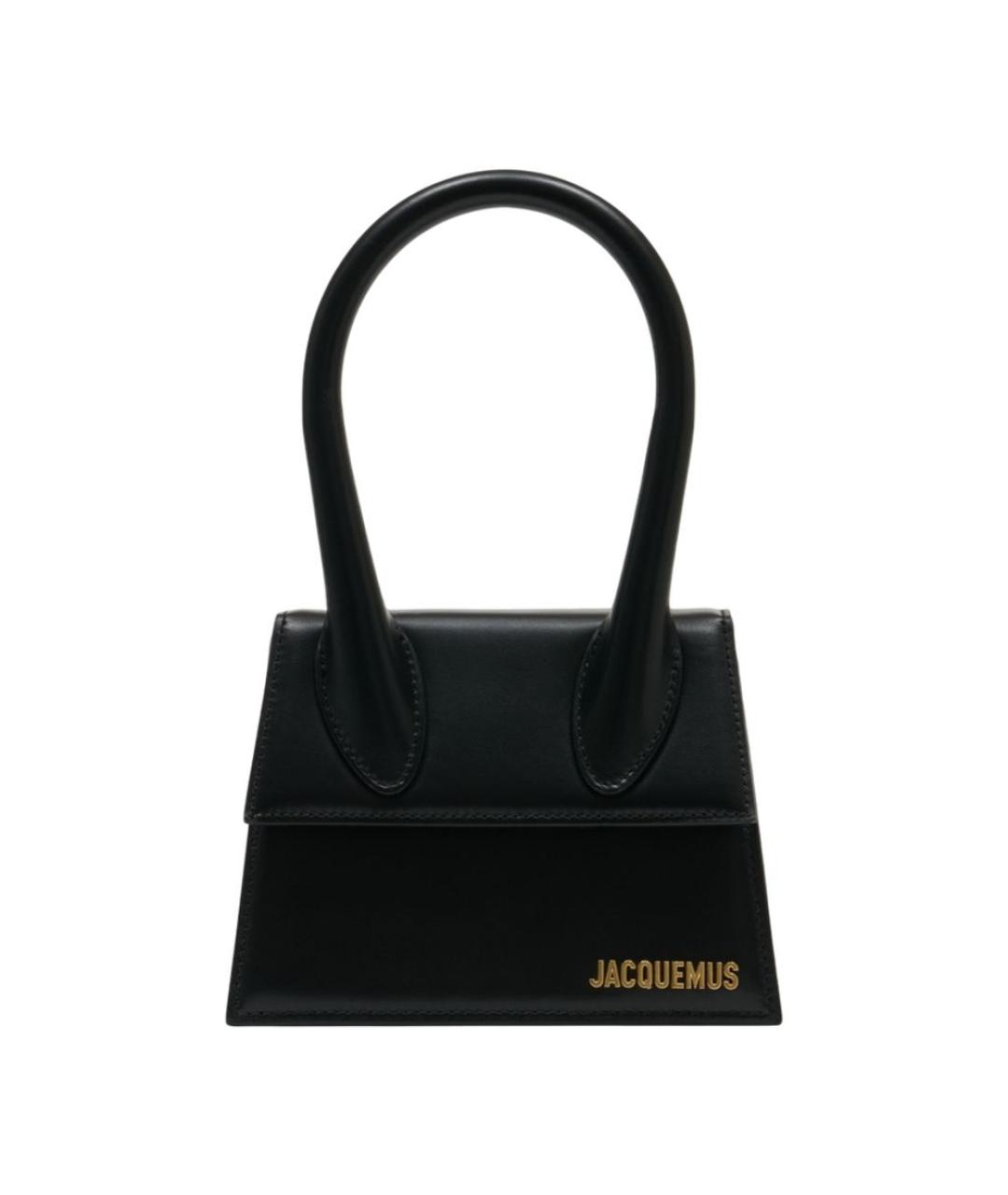 JACQUEMUS Черная кожаная сумка с короткими ручками, фото 1