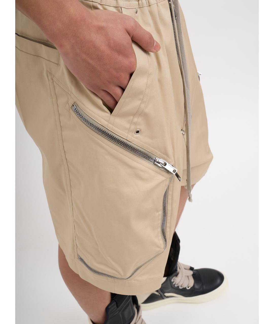 RICK OWENS Бежевые хлопковые шорты, фото 4