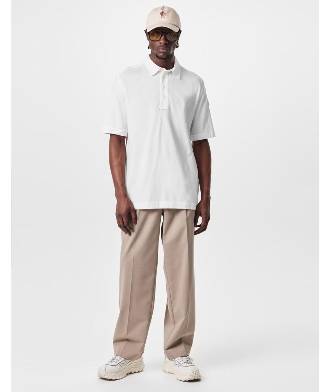 MONCLER Белое хлопковое поло с коротким рукавом, фото 2
