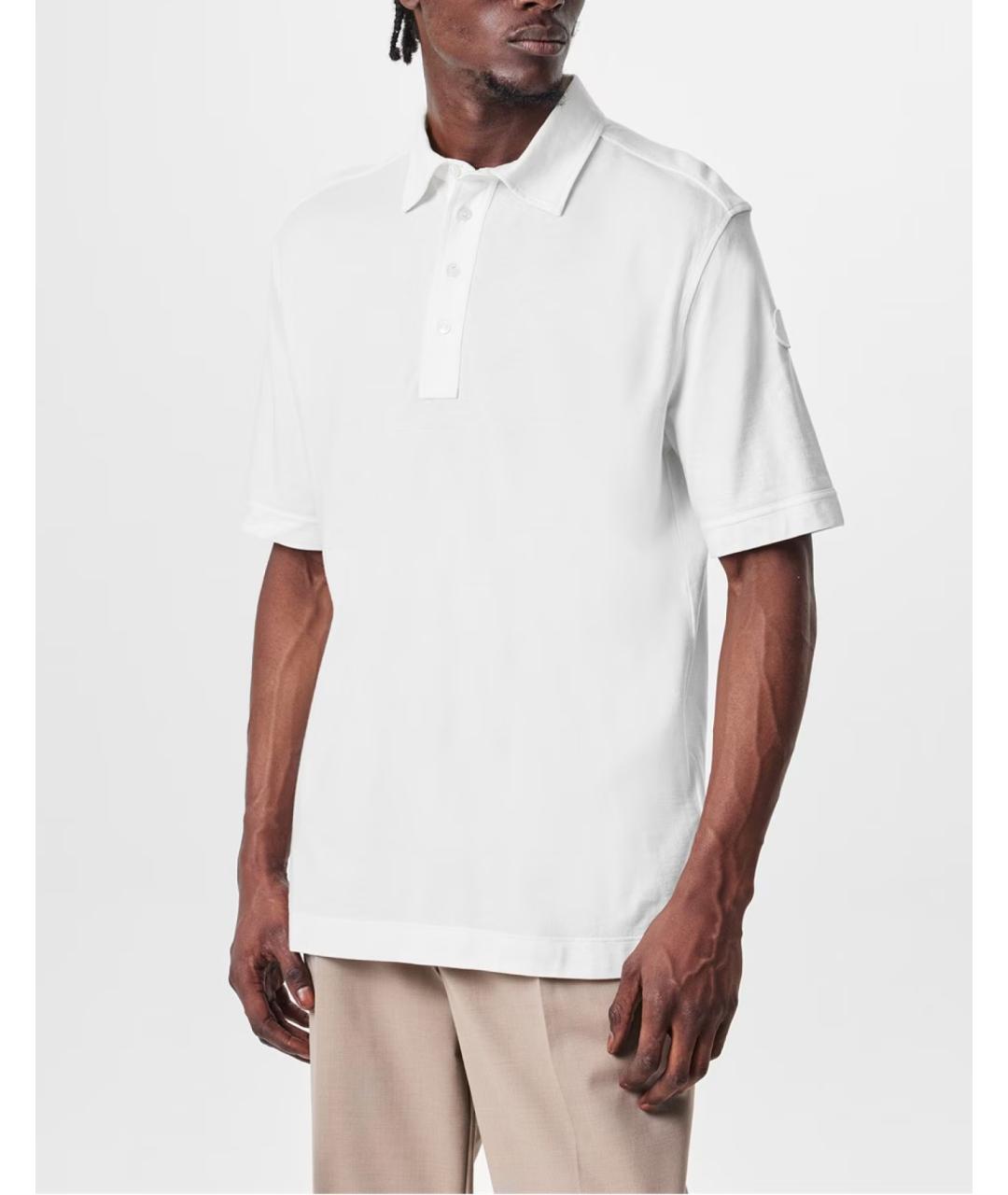MONCLER Белое хлопковое поло с коротким рукавом, фото 3