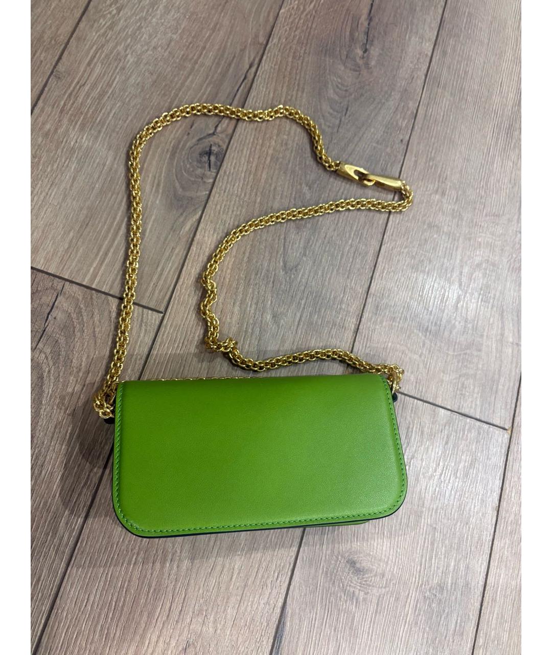 VALENTINO Зеленая кожаная сумка через плечо, фото 3